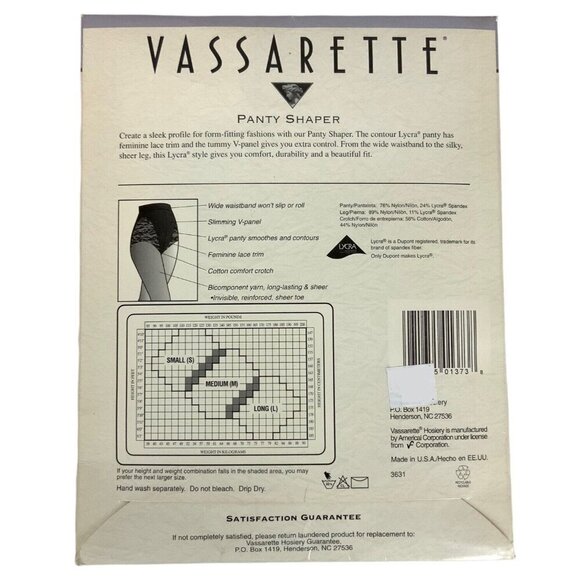 Vassarette Pantyhose Lacy Panty Shaper Medium Ivory Silky Sheer Tummy Control - Picture 2 of 3